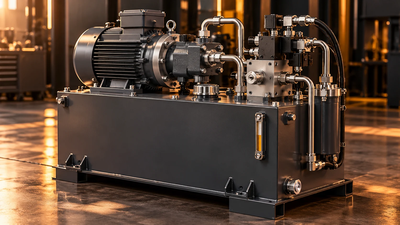 Illustrative hydraulic valve manifold and power unit